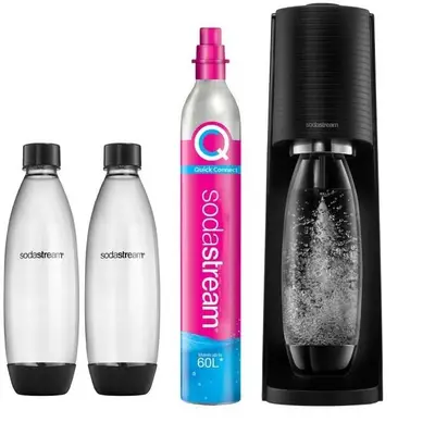 SodaStream Terra (czarny) saturator z butlą gazową i 2 butelkami