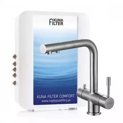 [Zestaw] Kuna Filter Comfort filtr do wody + bateria Apala stal (1)
