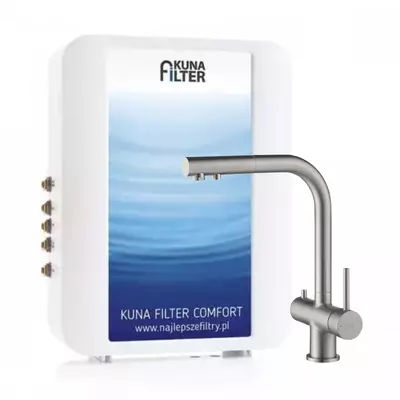 [Zestaw] Kuna Filter Comfort filtr do wody + bateria Apala stal