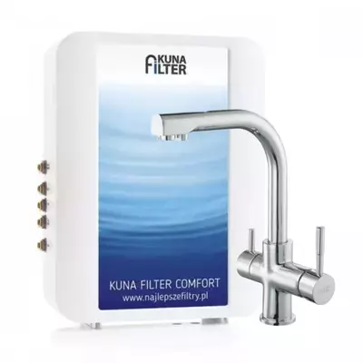 [Zestaw] Kuna Filter Comfort filtr do wody + bateria Sora złoto (1)