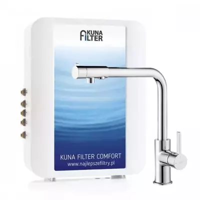 [Zestaw] Kuna Filter Comfort filtr do wody + bateria Sora złoto (1)